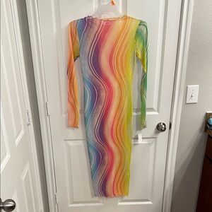 Multicolor Long Sleeve swimsuit coverup